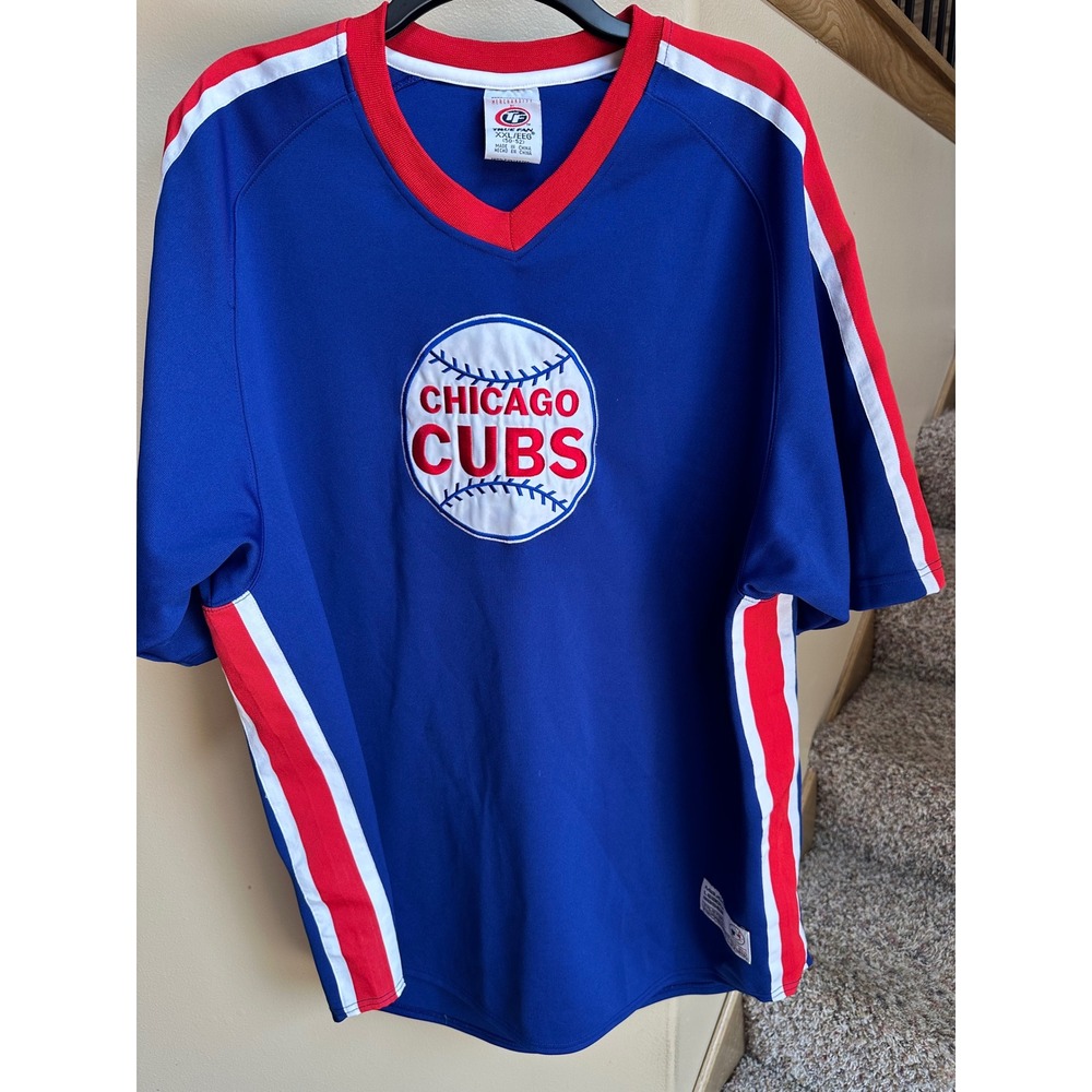 Vintage True Fan Chicago Cubs MLB Jersey Blue Red White Embroidered Logo XXL